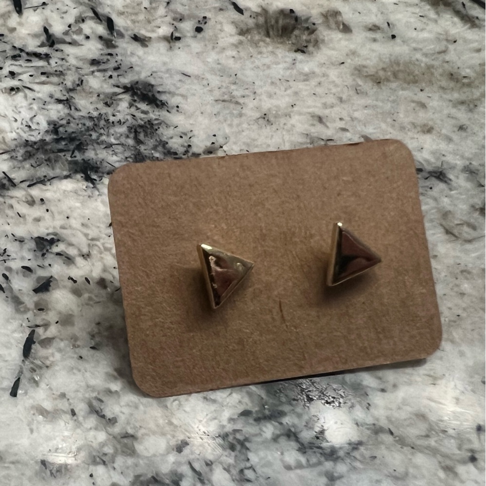 Gold triangle stud earrings